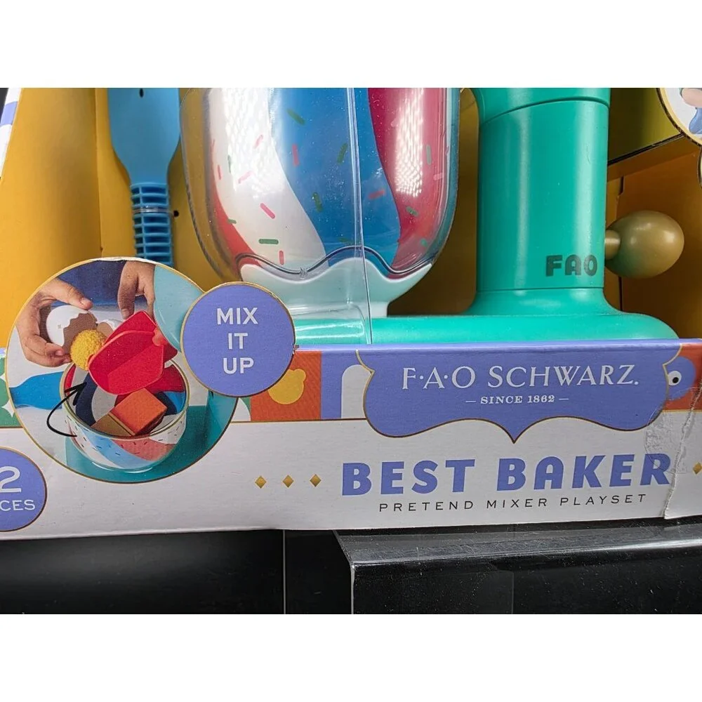 FAO Schwarz 12-Piece Best Baker Pretend Mixer Playset Ages 3+ Apron Included Toy